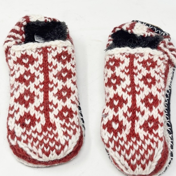 TIBETAN SOCKS Women’s Hand Knit Wool Fleece Lined Slipper Socks Tibet Made Sz S - Picture 4 of 8